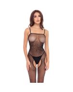 Sparkle Kruisloze Bodystocking - Zwart voorkant