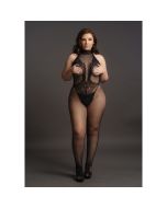 Le Désir Net en Kant Halter Bodystocking - Plus Size modelfoto voorkant