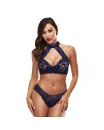 Baci Kanten Halter Bikini Set - Blauw