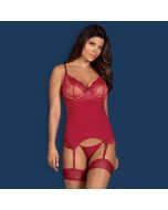 Rosalyne Korset Top & String - Rood