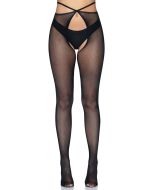 Leg Avenue Strappy Kruisloze Panty - Zwart
