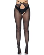 Leg Avenue Strappy Kruisloze Panty - Zwart