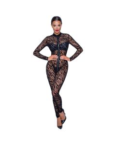 Velvet Tiger Powernet Jumpsuit modelfoto voorkant met ondermode