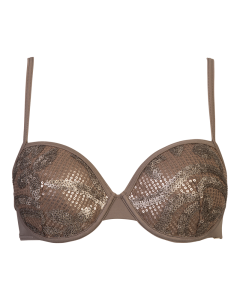 Sapph Methi Leaves Padded Bikini Top Taupe