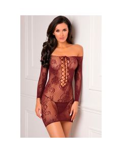 Tie Breaker Long Sleeve Dress - Bordeaux Rood