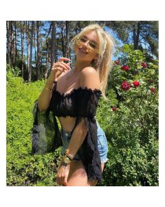 Mesh Bandeau Top en String Set Sfeerfoto influencer