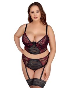 Cottelli Curves Kanten Lingerie Set - Rood