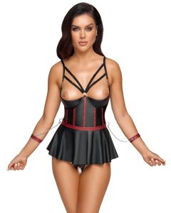 Cottelli Bondage Babydoll - Zwart/Rood