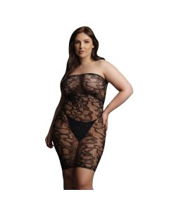 Star Rhinestone Jurkje - Zwart - Plus Size model voorkant