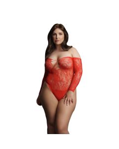 Wonder Rhinestone Body - Rood - Plus Size model voorkant