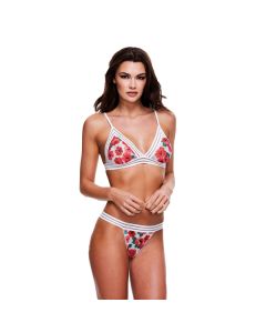 White Floral and Sport Lace BH Set voorkant