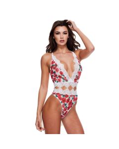White Floral and ZigZag Lace Body voorkant