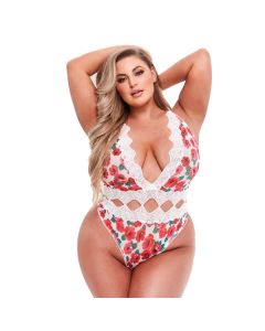 White Floral and ZigZag Lace Body - Queen Size voorkant