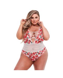 White Floral and Lace Body - Queen Size voorkant