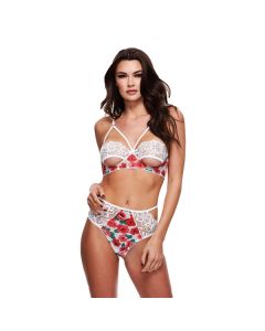 White Floral and Lace BH Set voorkant