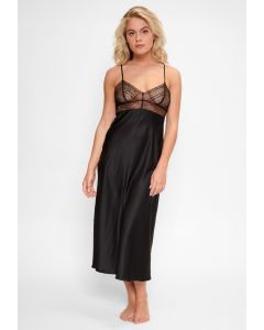 LingaDore Kanten Chemise Lang - Zwart