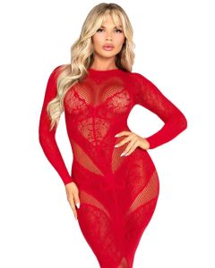 Leg Avenue Elegante Kanten Bodycon Jurk - Rood