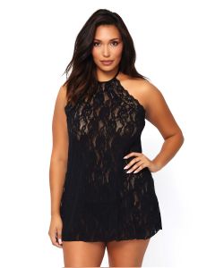 Leg Avenue Gebloemde Kanten Chemise - Zwart