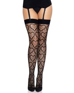 Leg Avenue Heart Net Kousen - Zwart