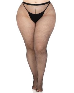 Leg Avenue Spandex Micro Net Kousen Plus Size - Zwart