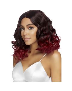 Curly Ombre Long Bob Pruik - Bordeaux