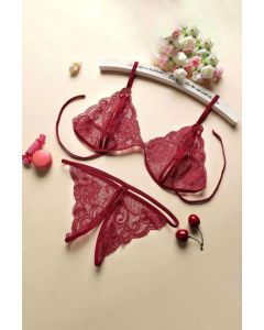 Linde Peekaboo Lingerie Set - Bordeaux