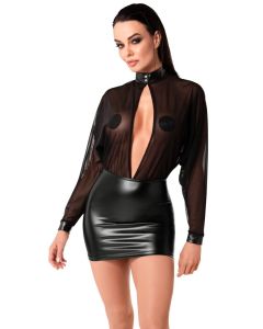 Noir Handmade Uitgesneden Mini Jurk - Zwart