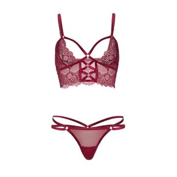 Kanten Bralette met String - Bordeaux