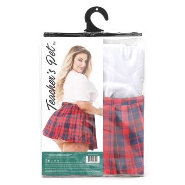 Teacher's Pet Queen Size Schoolkostuum - Rood/Wit