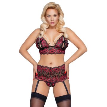 Curves Floral Lace Jarretel Set