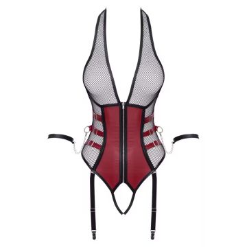 Cottelli Collection Bondage Jarretel Body met Open Kruis