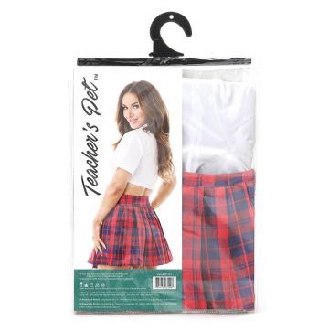 Teacher's Pet Schooluniform Kostuum - Wit/Rood