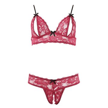 Spannende Lingerie Set met Open Cup en Open String - Rood