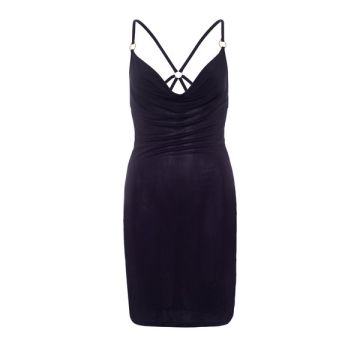 Slinky Low Cowl Dress - Zwart