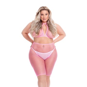 Sunset Glow Bike Short Set Plus Size - Roze