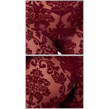 Strakke Jumpsuit met Fluweelachtige Flockprint - Bordeauxrood