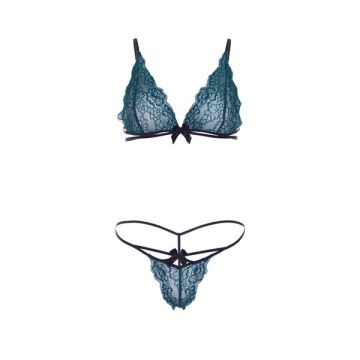 Bralette BH en String - Blauw/Groen