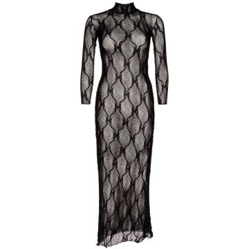 Leg Avenue Lange Jurk met Strikjes - Zwart