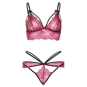 Glitter Bralette en G-String - Bordeaux
