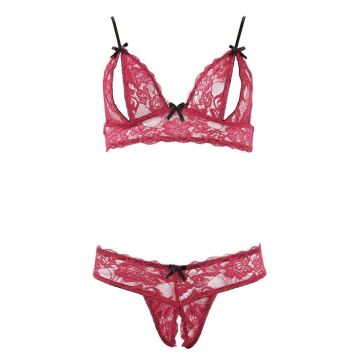 Spannende Lingerie Set met Open Cup en Open String - Rood