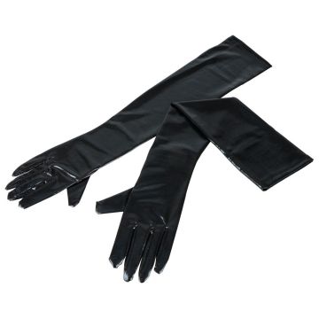 Lange Wetlook Handschoenen - Zwart