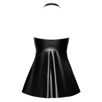 Noir Handmade Kort Slangenleerlook Jurkje - Zwart
