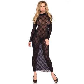 Leg Avenue Lange Jurk met Strikjes - Zwart