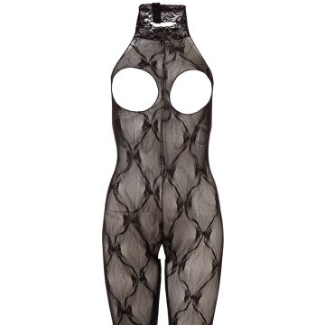 Haltermodel Catsuit - Open Cups en Kruis