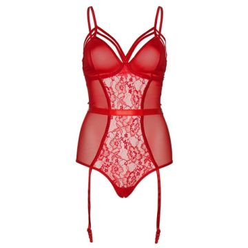Sheer and Lace Garter Body Rood